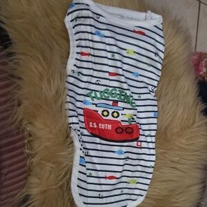2 Dog Clothes Striped  Romper with Tugboat Graphic And Tux Nwot